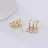 925 Silver Geometric Multilayer Drop Earrings Square Crystal Zircon Dangle