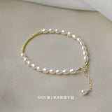 925 Silver Baroque Pearl Bangle Bracelet for Women