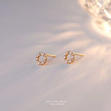 925 Silver Pearl Zircon Stud Earrings Women Jewelry