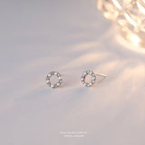 925 Silver Pearl Zircon Stud Earrings Women Jewelry
