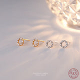 925 Silver Pearl Zircon Stud Earrings Women Jewelry