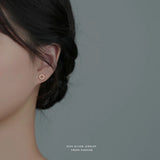 925 Silver Pearl Zircon Stud Earrings Women Jewelry