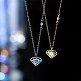 925 Silver Diamond Shaped Zircon Pendant Necklace for Women