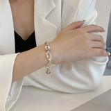 925 Silver Oval Hollow Bracelet Women's Couple Jewelry