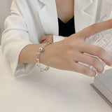 925 Silver Oval Hollow Bracelet Women's Couple Jewelry