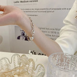 925 Silver Oval Hollow Bracelet Women's Couple Jewelry
