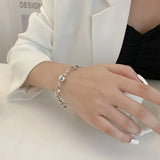 925 Silver Oval Hollow Bracelet Women's Couple Jewelry