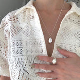 925 Silver Geometric Pearl Chain Choker Necklace for Women