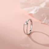 925 Silver Geometric Pearl Ring for Women Shell Bead Jewelry