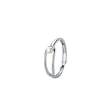 925 Silver Geometric Pearl Ring for Women Shell Bead Jewelry