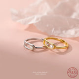 925 Silver Geometric Pearl Ring for Women Shell Bead Jewelry