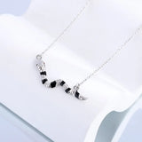 925 Silver Snake Necklace Geometric Pearl Zircon Women's Fine Jewelry