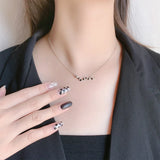925 Silver Snake Necklace Geometric Pearl Zircon Women's Fine Jewelry