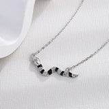 925 Silver Snake Necklace Geometric Pearl Zircon Women's Fine Jewelry
