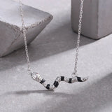 925 Silver Snake Necklace Geometric Pearl Zircon Women's Fine Jewelry