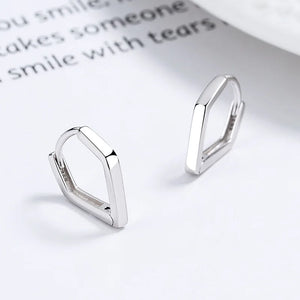 925 Silver Pentagonal Earrings Irregular Hoop Wedding Party Jewelry Gift
