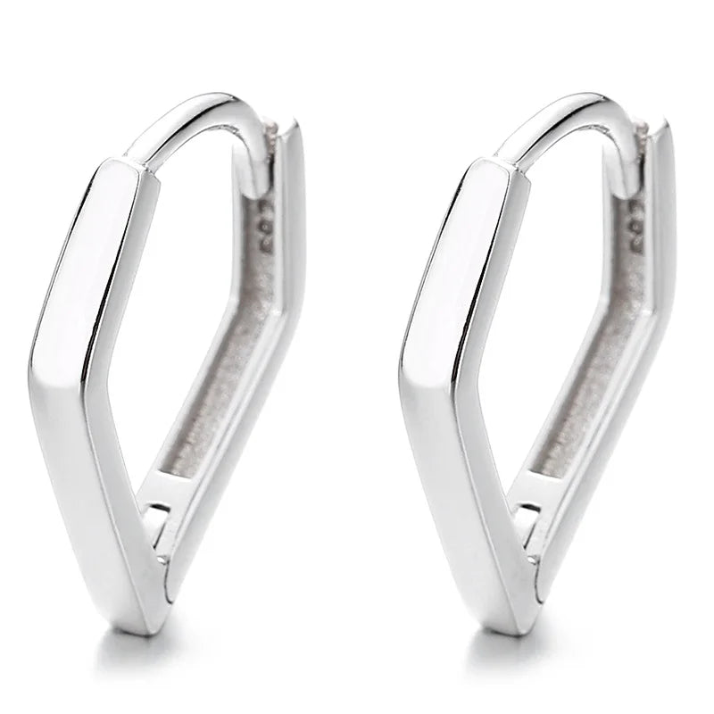 925 Silver Pentagonal Earrings Irregular Hoop Wedding Party Jewelry Gift