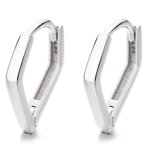 925 Silver Pentagonal Earrings Irregular Hoop Wedding Party Jewelry Gift