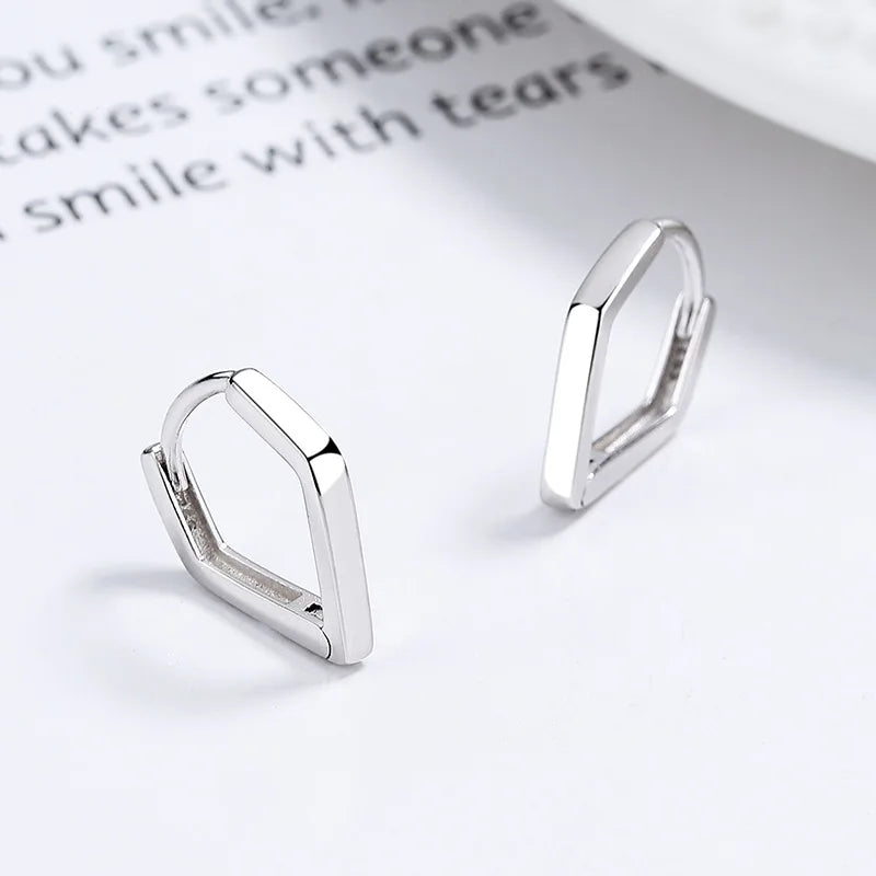925 Silver Pentagonal Earrings Irregular Hoop Wedding Party Jewelry Gift