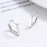 925 Silver Pentagonal Earrings Irregular Hoop Wedding Party Jewelry Gift