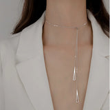 925 Silver Geometric Necklace Women Pendant Clavicle Chain