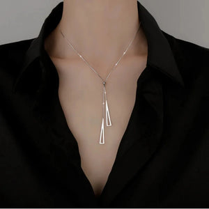 925 Silver Geometric Necklace Women Pendant Clavicle Chain