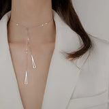 925 Silver Geometric Necklace Women Pendant Clavicle Chain
