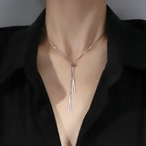 925 Silver Geometric Necklace Hollow Triangle Box Chain