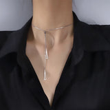 925 Silver Geometric Necklace Hollow Triangle Box Chain