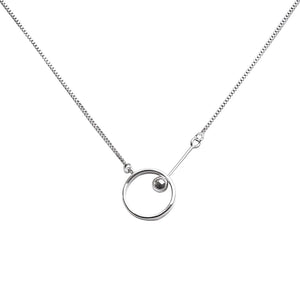 925 Silver Geometric Ring Necklace Box Chain Sweater Chain Woman Engagement Jewe