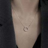 925 Silver Geometric Ring Necklace Box Chain Sweater Chain Woman Engagement Jewe