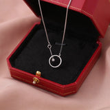 925 Silver Geometric Ring Necklace Box Chain Sweater Chain Woman Engagement Jewe