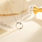 925 Silver Geometric Ring Necklace Box Chain Sweater Chain Woman Engagement Jewe