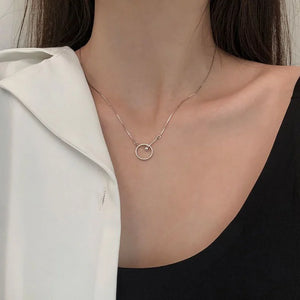 925 Silver Geometric Ring Necklace Box Chain Sweater Chain Woman Engagement Jewe