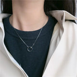 925 Silver Geometric Ring Necklace Box Chain Sweater Chain Woman Engagement Jewe