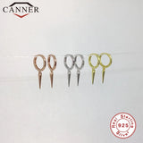 925 Silver Rivet Hoop Earrings for Women Punk Style