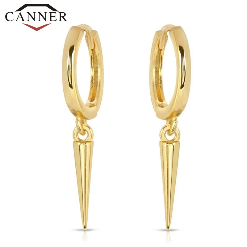 925 Silver Rivet Hoop Earrings for Women Punk Style