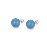 925 Silver Kyanite Stud Earrings Geometric Round Bead Feminine Piercing Jewelry