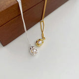 925 Silver Geometric Shape Pearl Pendant Charm Necklace