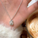 925 Silver Geometric Shape Pearl Pendant Charm Necklace