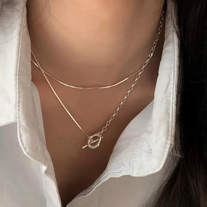 925 Silver Geometric Pendant Choker Birthday Gift
