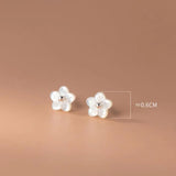 925 Silver Shell Flower Stud Earrings Geometric Design