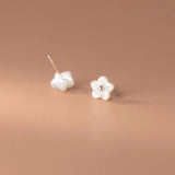925 Silver Shell Flower Stud Earrings Geometric Design