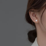 925 Silver Shell Flower Stud Earrings Geometric Design