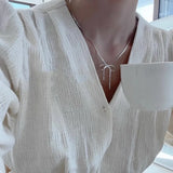 925 Silver Geometric Bow Necklace Women Engagement Jewelry