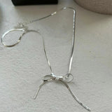 925 Silver Geometric Bow Necklace Women Engagement Jewelry