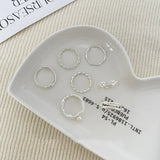 925 Silver Geometric Pearl Rings for Women Adjustable Wedding Party Ring