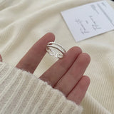 925 Silver Geometric Pearl Rings for Women Adjustable Wedding Party Ring