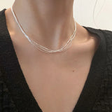 925 Silver Geometric Lines Choker Necklace For Women