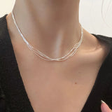 925 Silver Geometric Lines Choker Necklace For Women